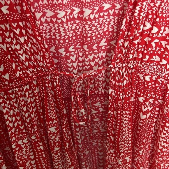 Victoria's Secret Kimono Red White Heart Cover Up Beach Lounge Boho OSFM - Picture 4 of 16